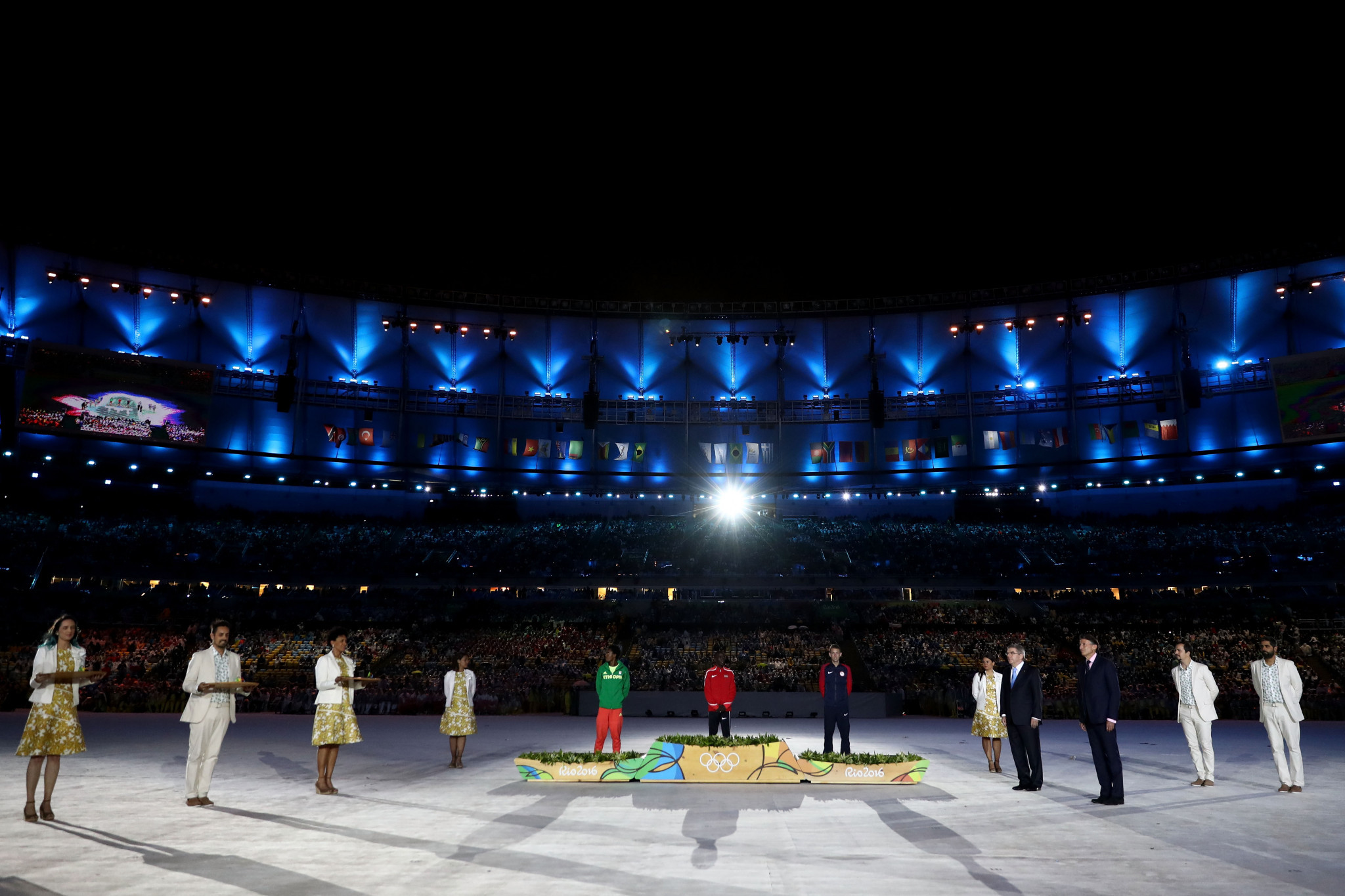 It has become an Olympic tradition for the men's marathon to be the last athletics event of the Games and for the medals to be presented during the Closing Ceremony ©Getty Images