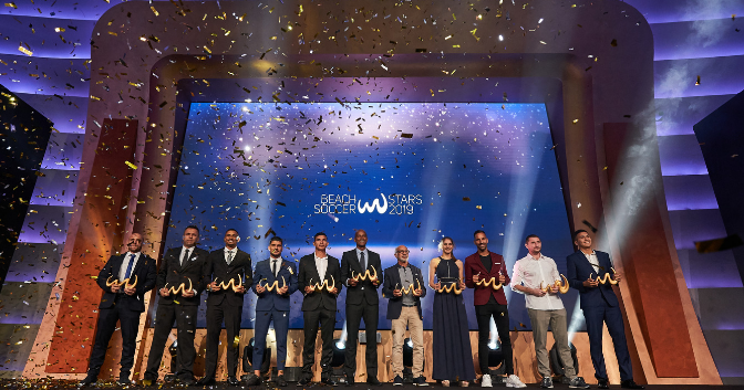 European Olympic Committees celebrate after Minsk 2019 honoured at Beach Soccer Worldwide Awards