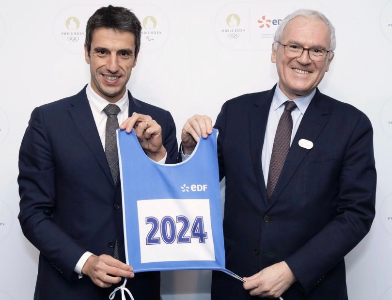 Tony Estanguet, left, has ambitious plans for Paris 2024 ©EDF/Twitter