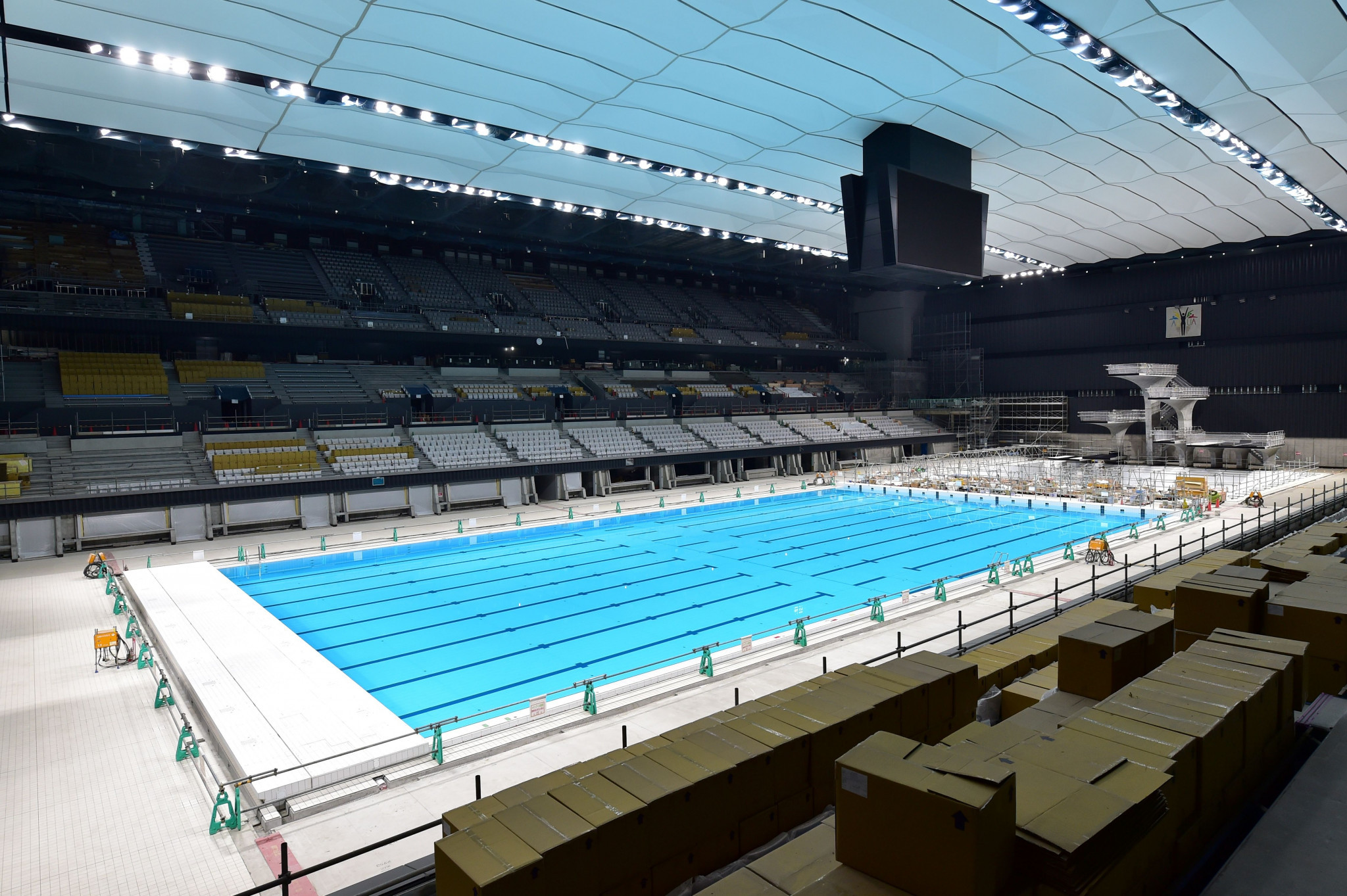 The Tokyo Aquatics Centre being built for Tokyo 2020 is expected to be completed in February ©Getty Images