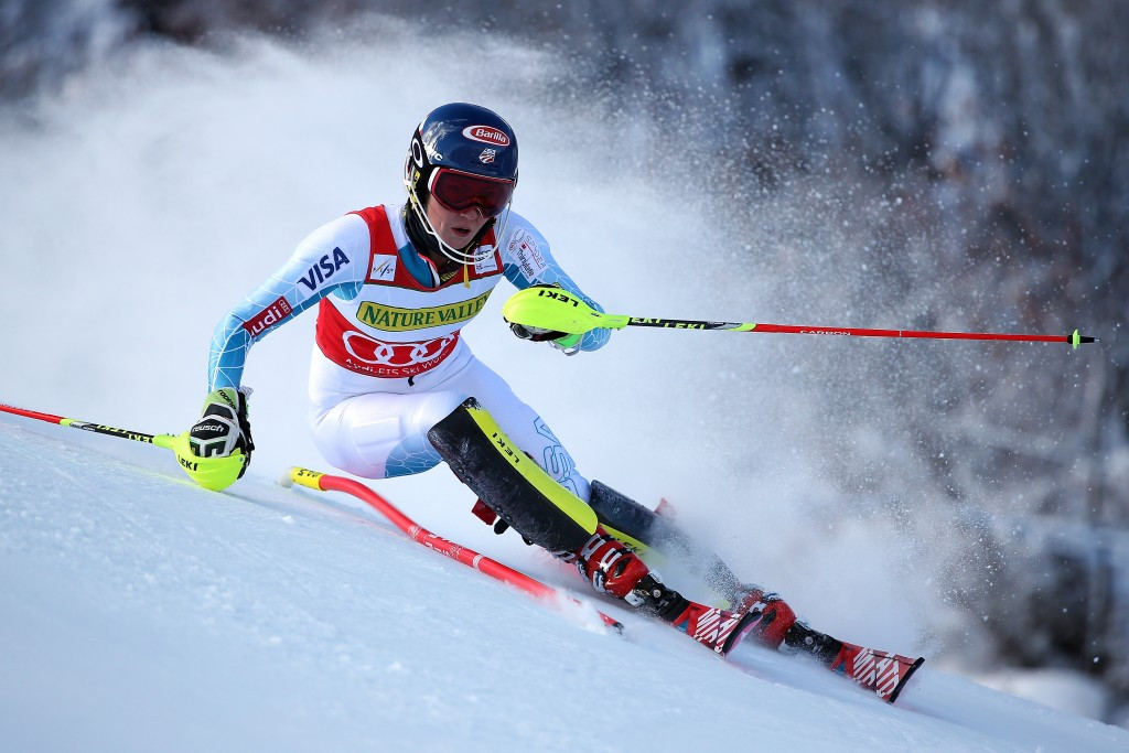 American Mikaela Shiffrin was in superb form as she powered to slalom gold to earn her first World Cup title on home snow