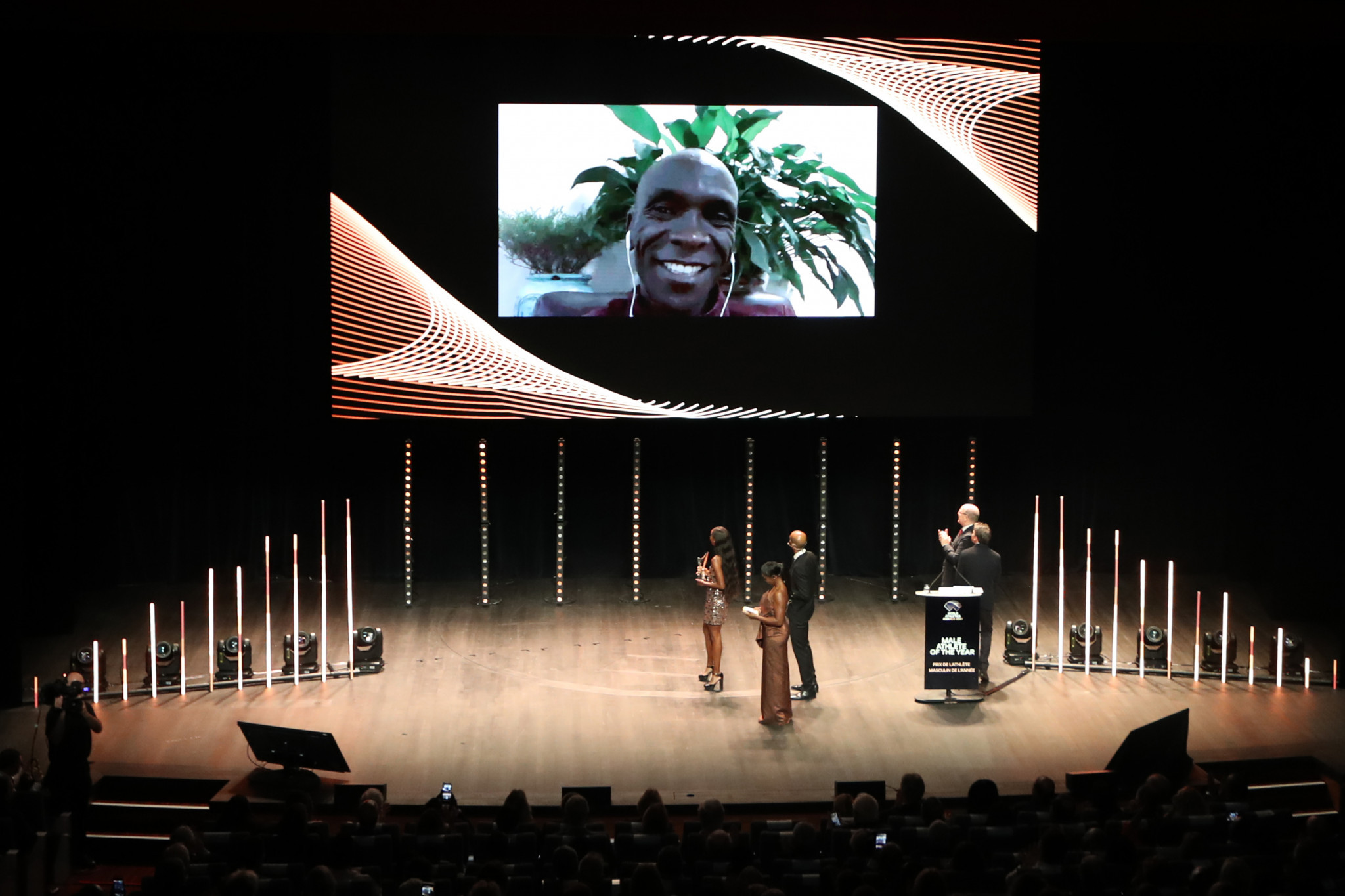 Male Athlete of the Year Eliud Kipchoge accepted the award via video link ©Getty Images