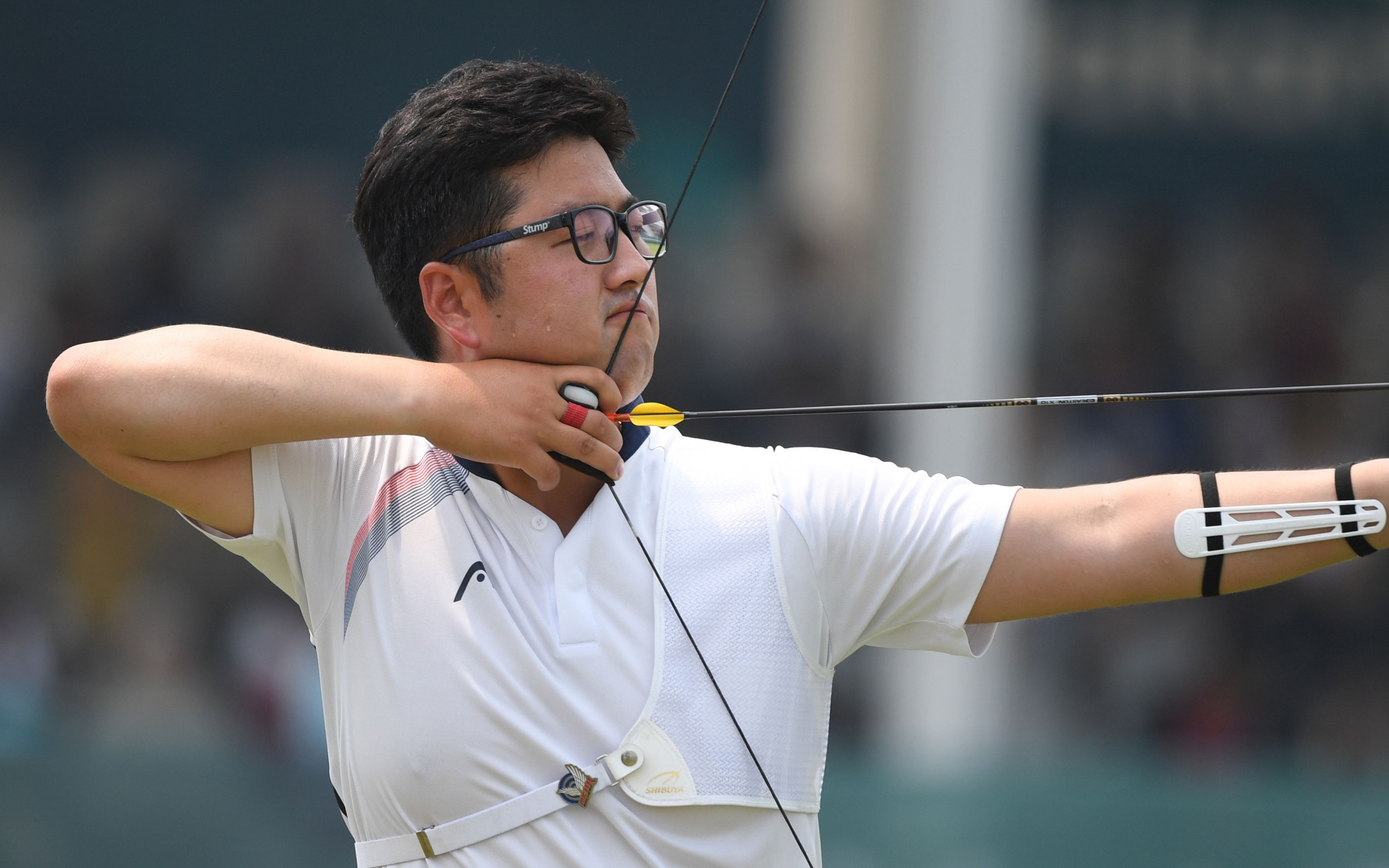Kim Woo-jin of South Korea led the men's recurve first round at the Asian Archery Championships ©Getty Images