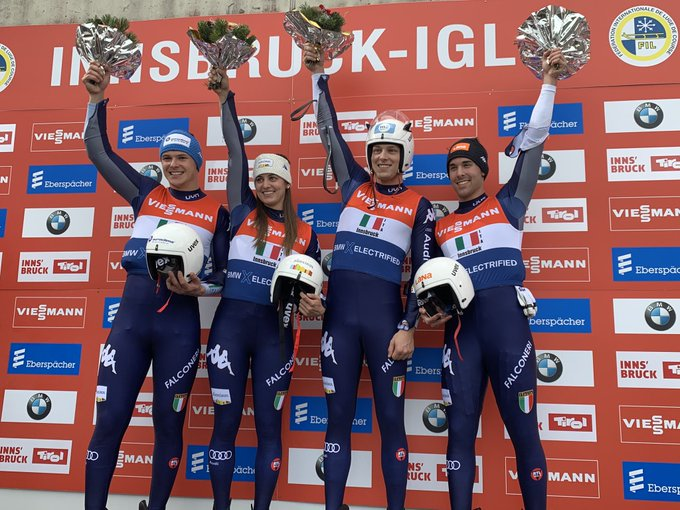 Italy won the mixed team relay event ©FIL