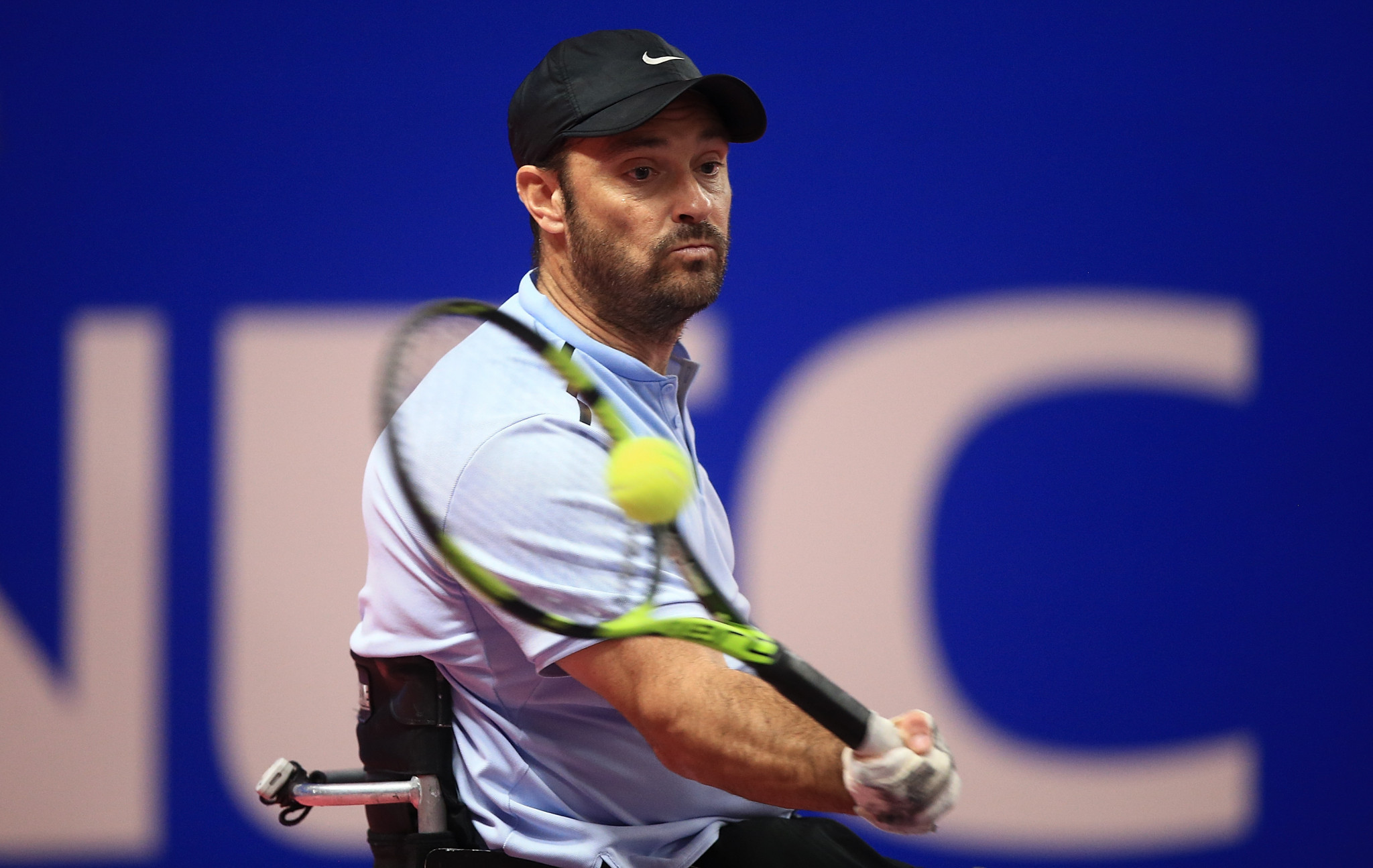 David Wagner of the United States progressed to his 14th NEC Wheelchair Singles Masters final ©Getty Images
