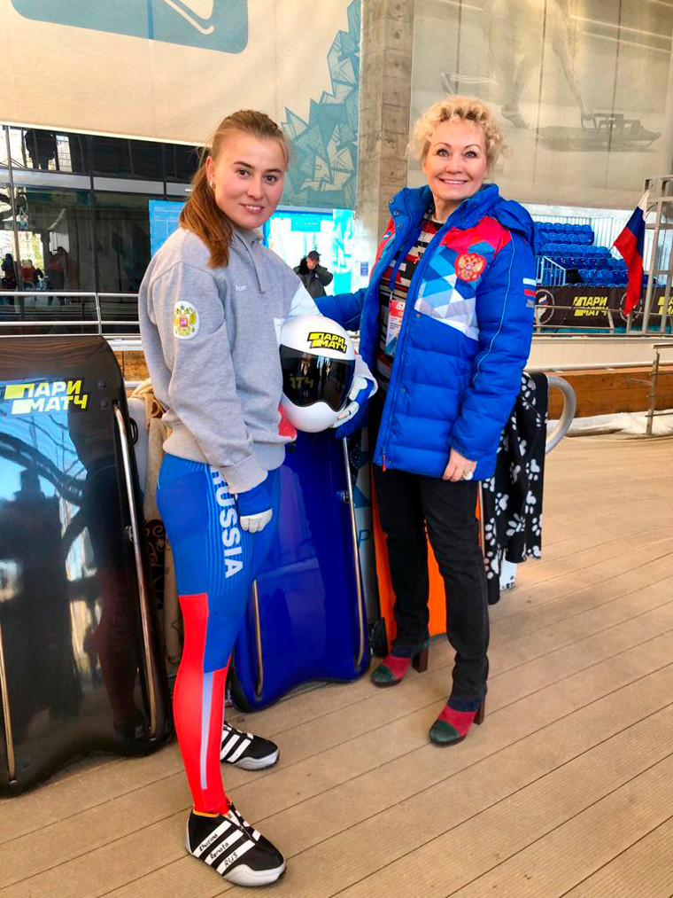 Russian Bobsleigh Federation President Elena Anikina, right, was pleased with the success of the IBSF Intercontinental Cup skeleton event in Sochi ©RBF