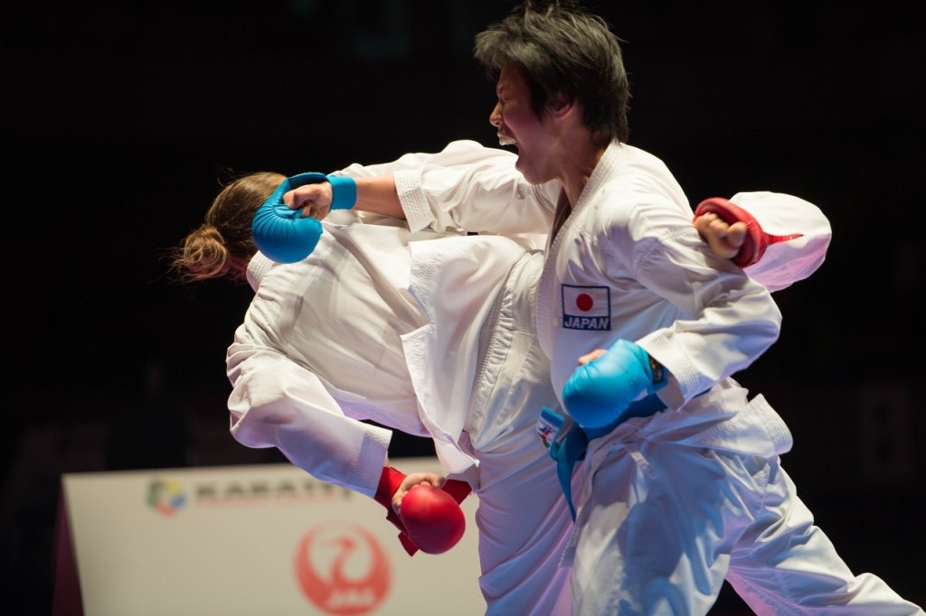 European champion Alisa Buchinger proved too strong for Japan’s Kayo Someya to clinch gold ©Xavier Servolle/WKF