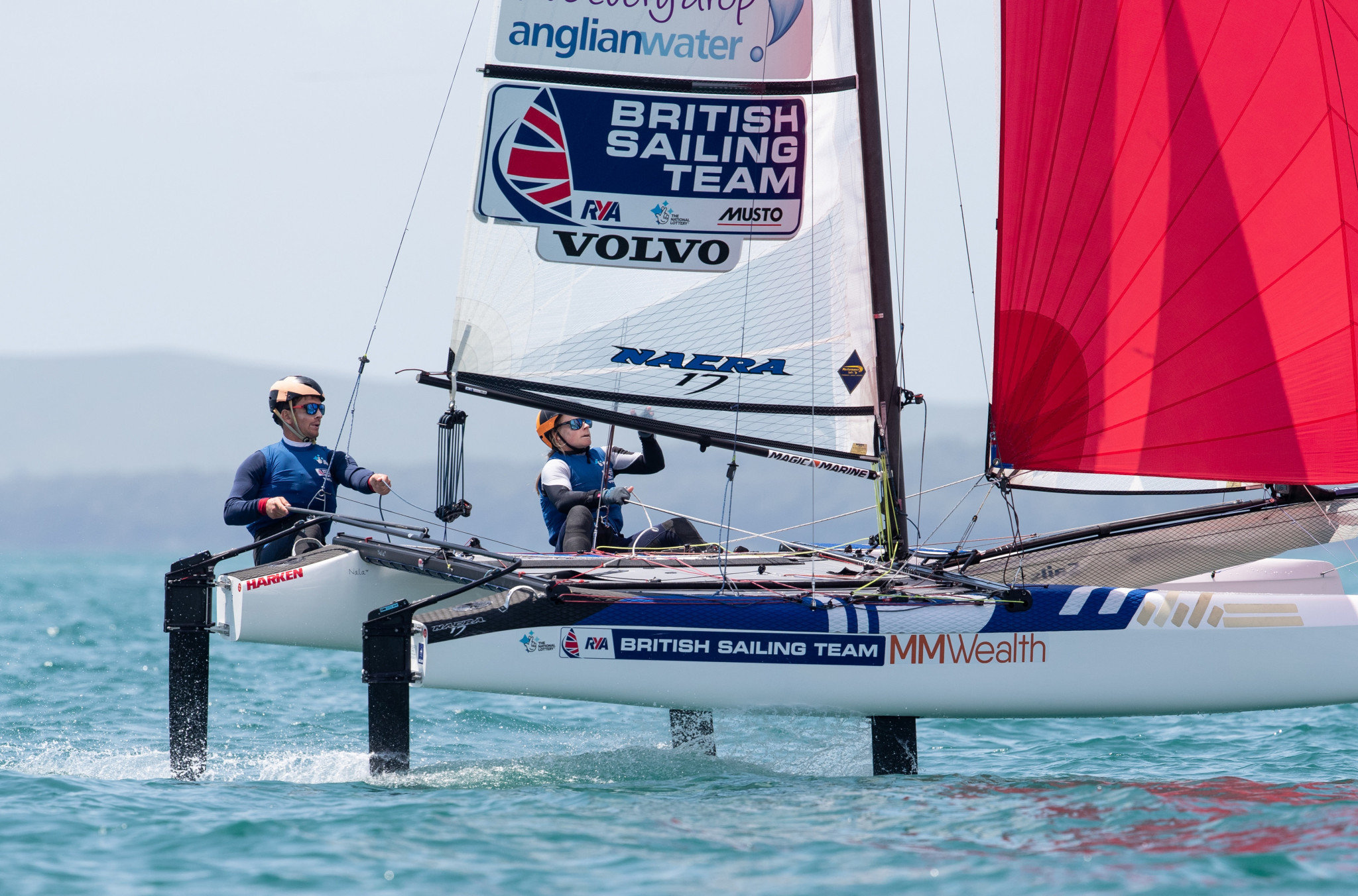 Ben Saxton and Nicola Boniface of Britain continue to dominate the Nacra 17 at the Oceania Championships ©Oceania Championships 