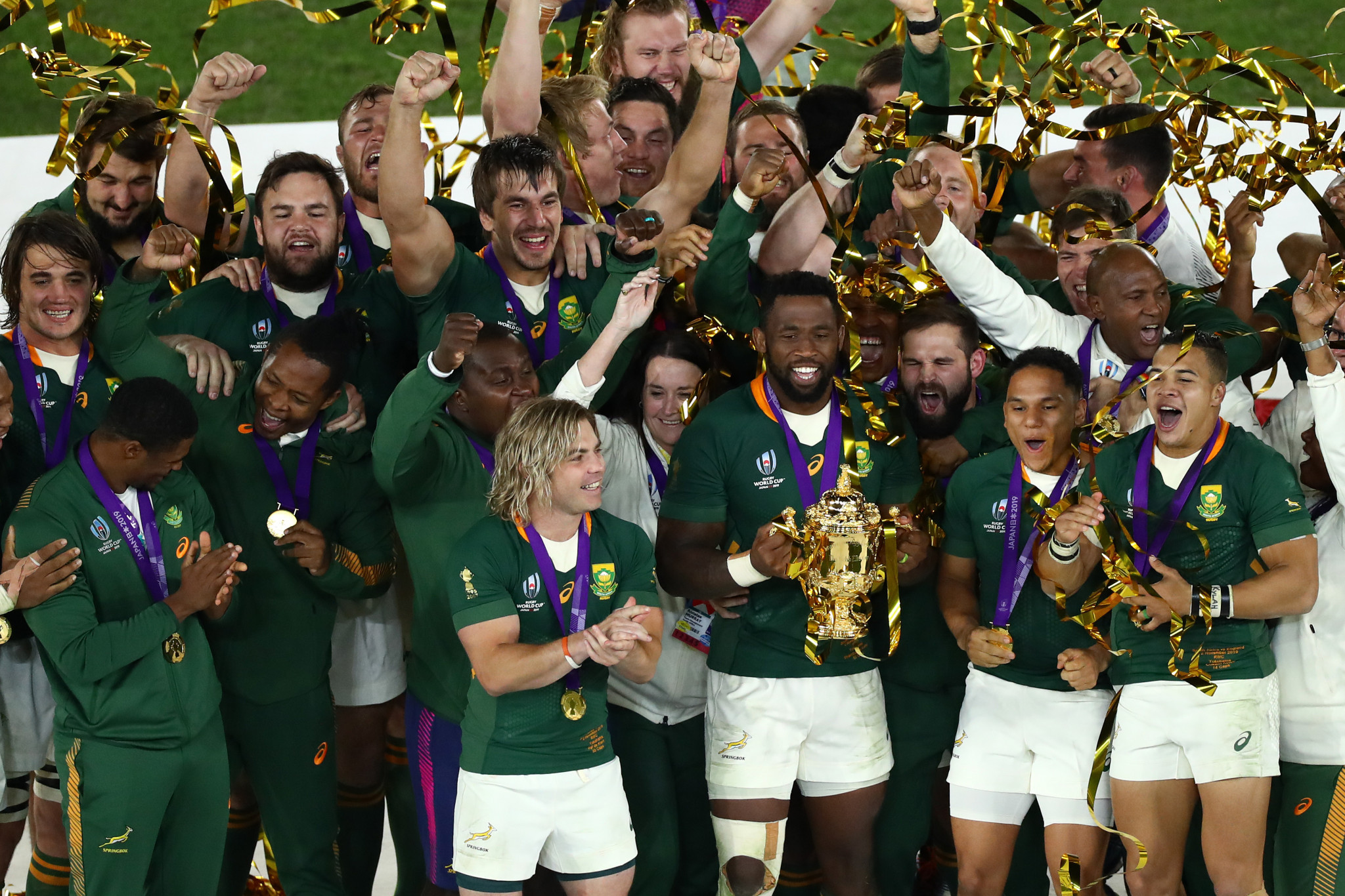 World Rugby has announced record-breaking digital content viewing figures for the 2019 Rugby World Cup, won by South Africa ©Getty Images