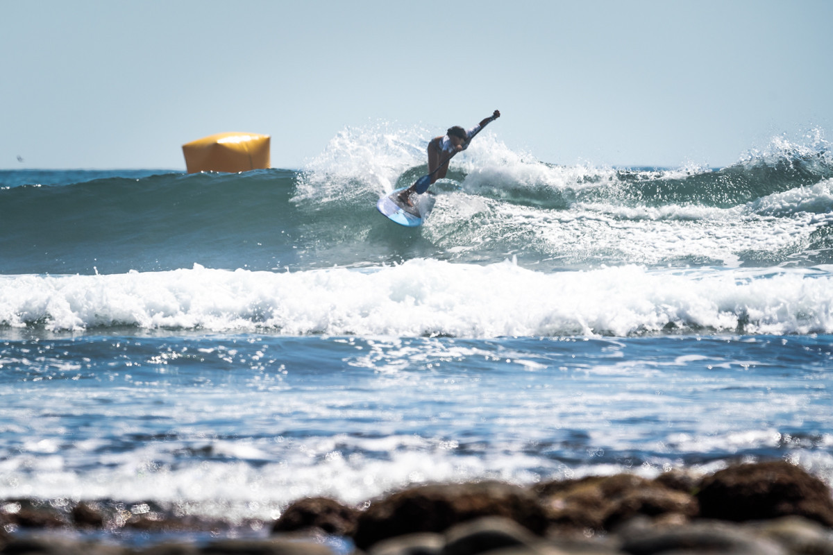 Yuka Horikoshi from Japan progressed into the third round of the women's SUP surf competition ©ISA 