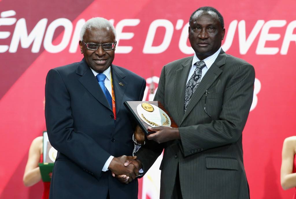Athletics Kenya President Isaiah Kiplagat (right), pictured with disgraced former IAAF head Lamine Diack, could also be sanctioned next week ©Getty Images
