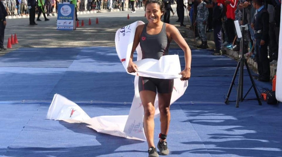 Sony Gurung won the women's triathlon for Nepal ©South Asian Games