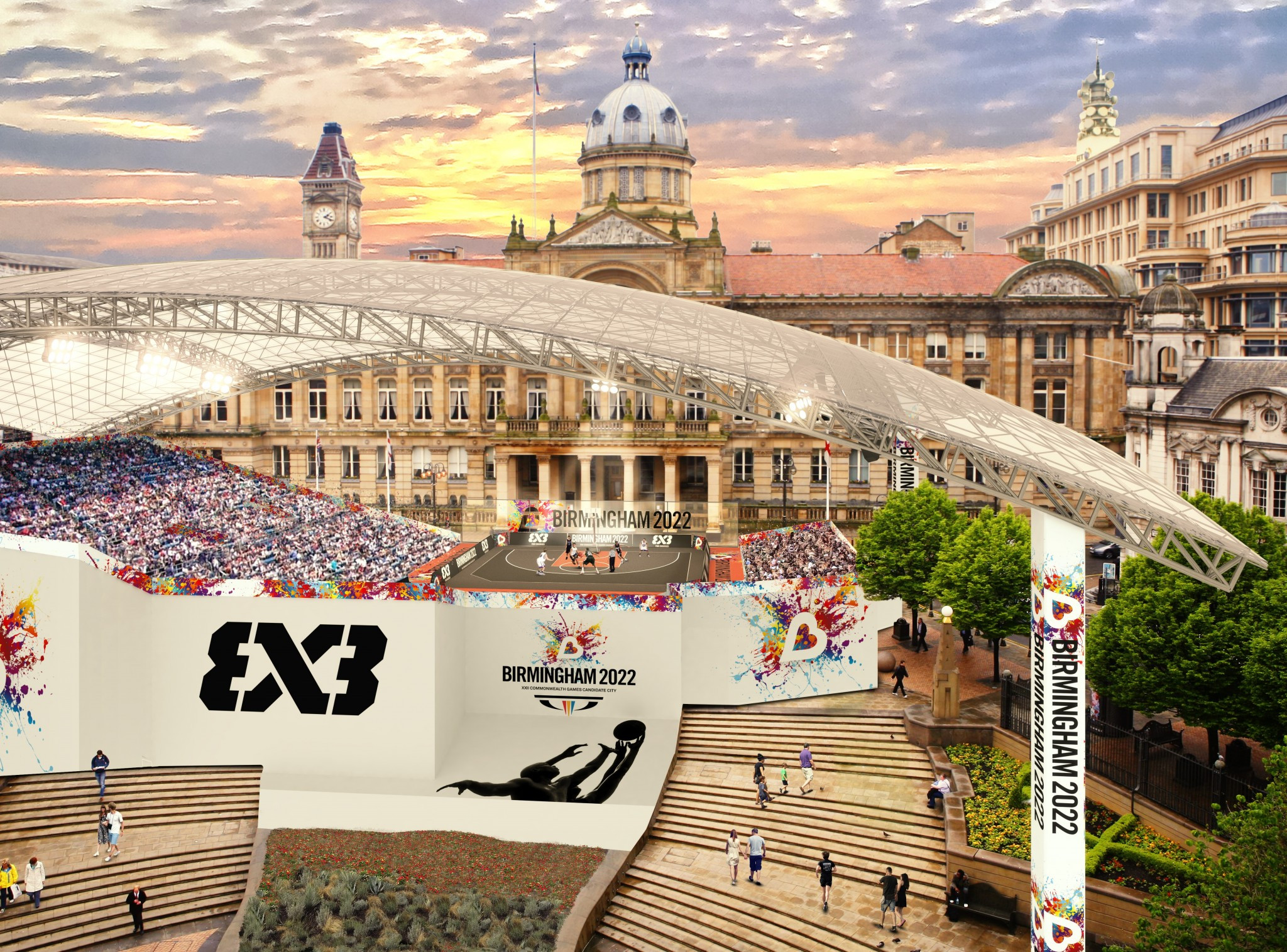 Victoria Square was outlined as the 3x3 basketball venue in Birmingham 2022's bid plan ©Birmingham 2022