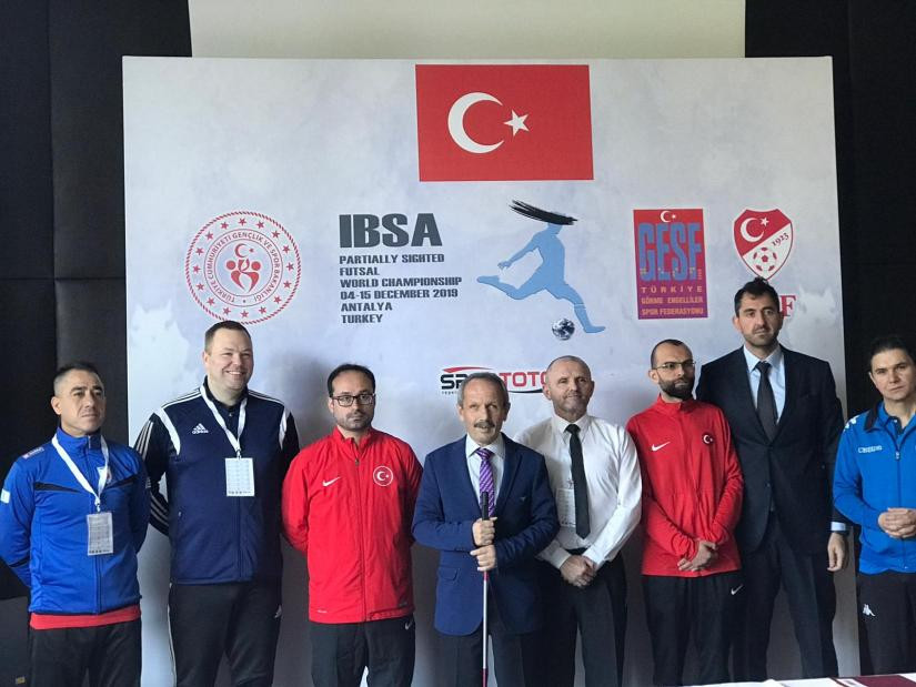 A press conference was held before the competition began, with Turkish Blind Sports Federation President Hasan Sayyidan wishing the teams luck ©FutsalTurkey