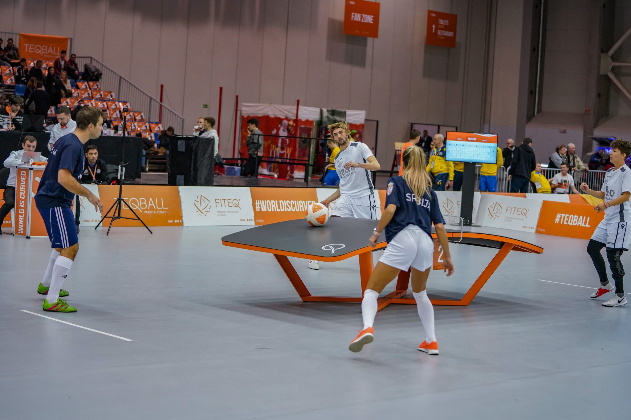 Competition took place during the day in the doubles and mixed doubles events ©FITEQ