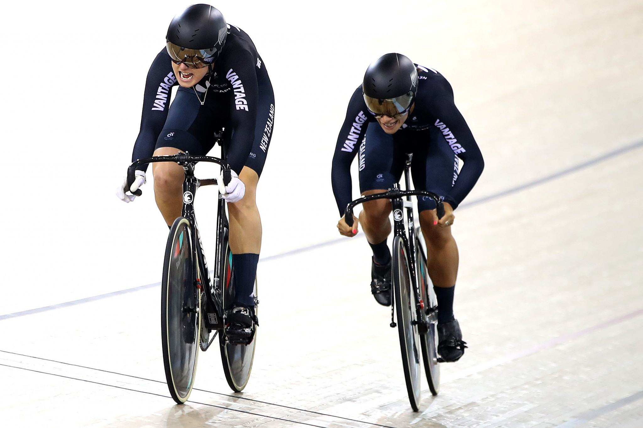 Olivia Podmore and Natasha Hansen of New Zealand were the victors in the women's team sprint ©Getty Images