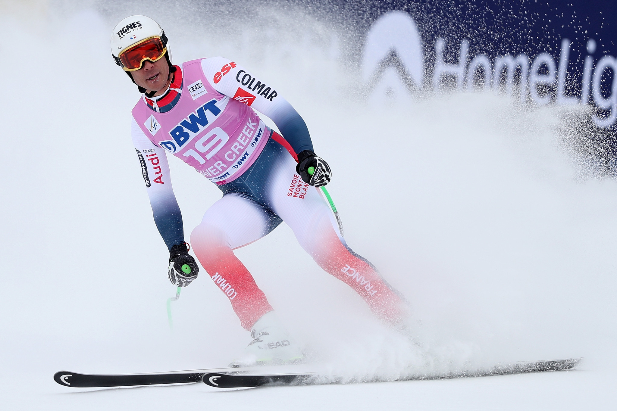 France's Johan Clarey finishes the downhill at the FIS Alpine World Cup in Beaver Creek in joint-second place ©Getty Images
