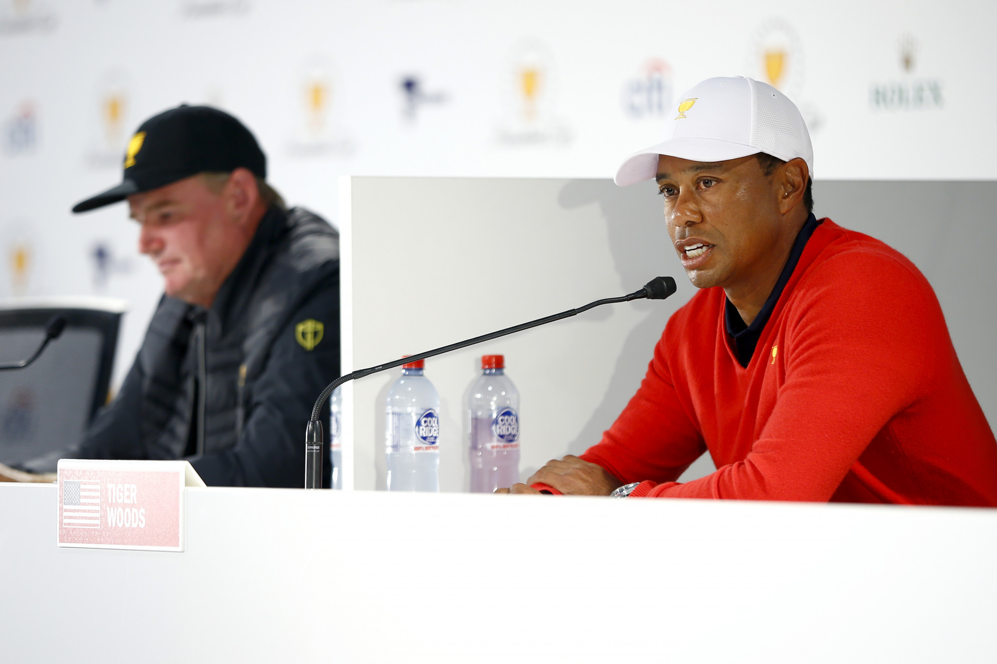 Tiger Woods was in confident mood at Royal Melbourne ©Getty Images