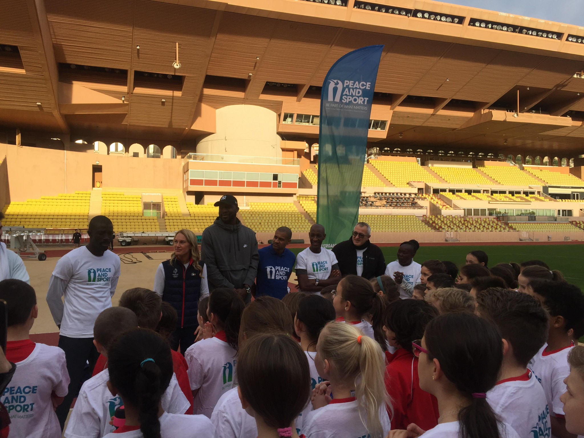 Joël Bouzou praised the role of the Peace and Sport Champions for Peace, who were working with local schoolchildren here ©ITG