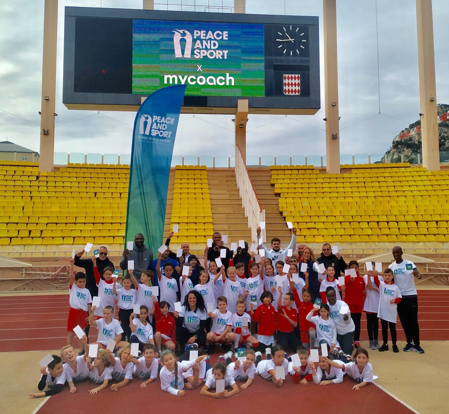 A number of Champions for Peace demonstrated the app at the Stade Louis II ©Twitter