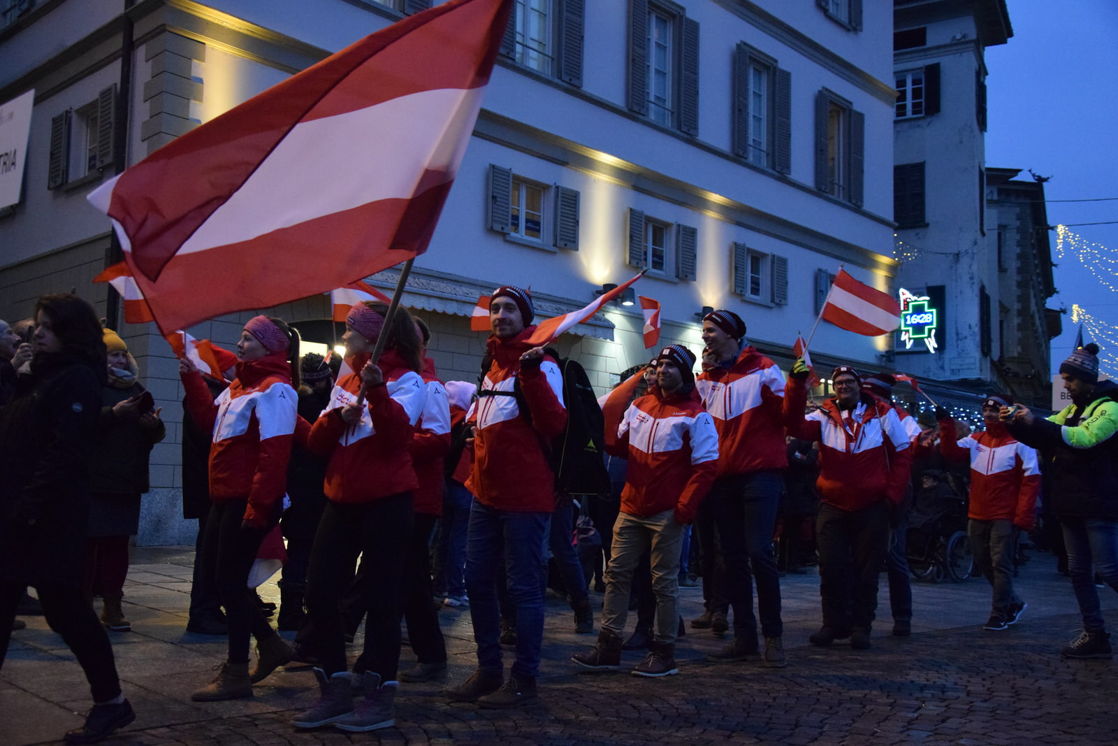 The participating nations in the Winter Deaflympics paraded through the streets of Sondrio for the Opening Ceremony ©Deaflympics