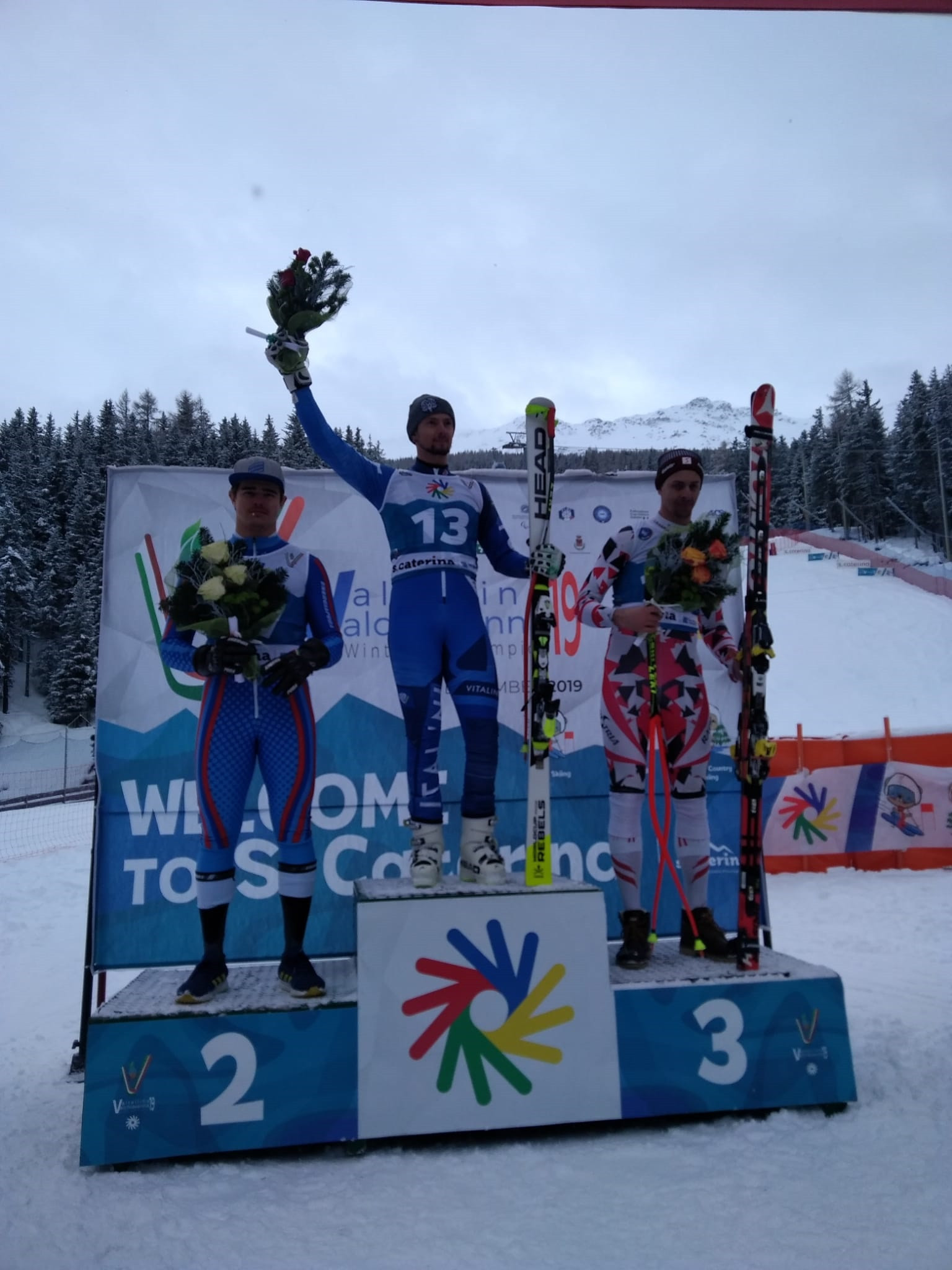 Italy's Giacomo Pierbon won the men's downhill skiing event at the Winter Deaflympics ©Deaflympics 2019
