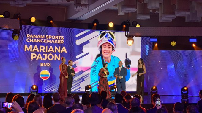 Colombian cyclist Mariana Pajon was honoured for the work of her foundation ©Twitter/coparaguay