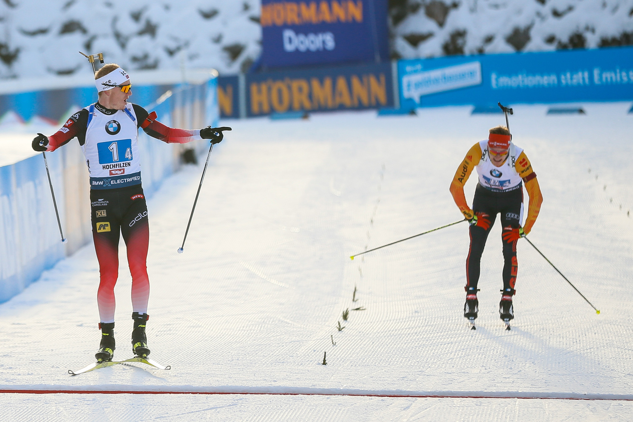 Johannes Thingnes Bø led Norway to victory in the men's relay ©Getty Images