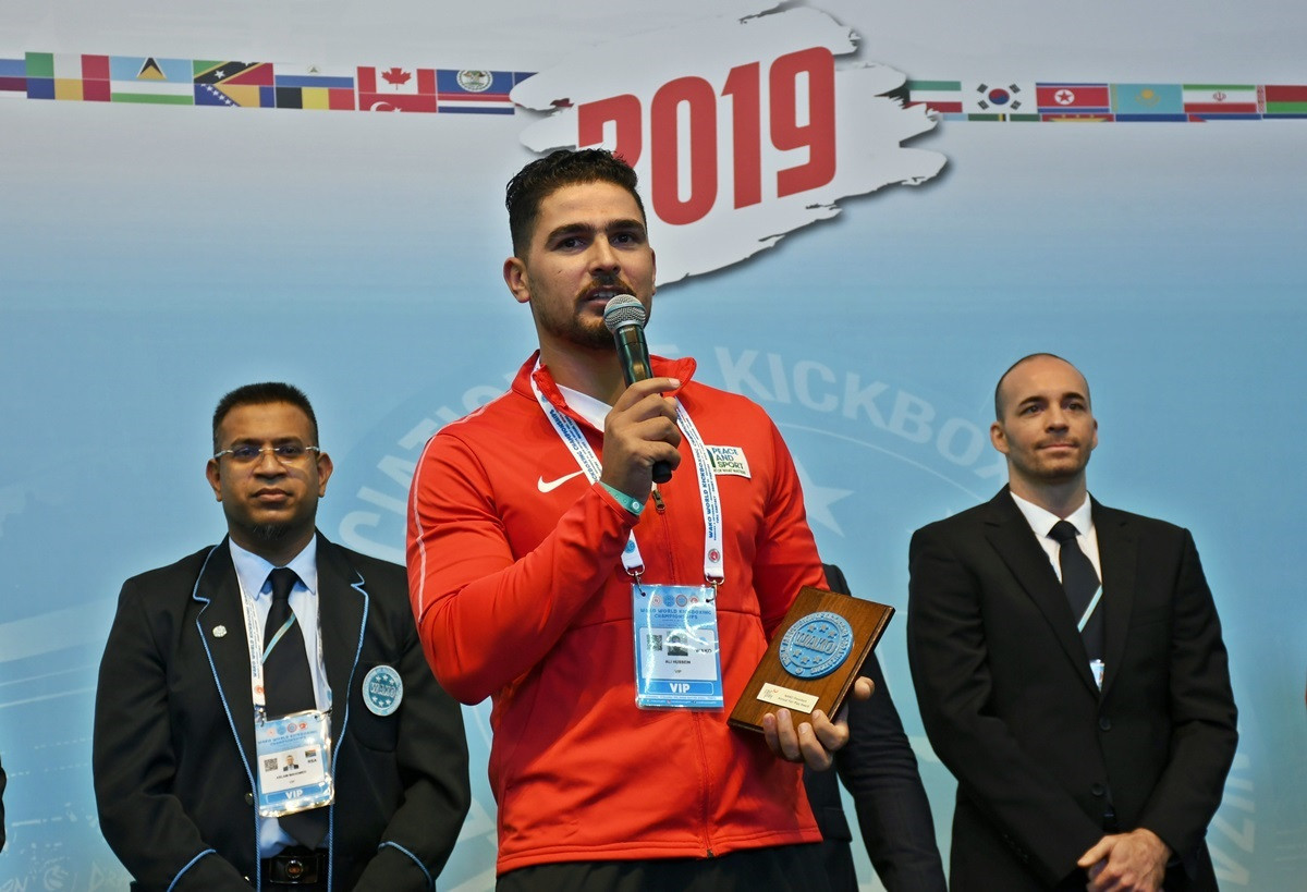 Syria's Ali Hussein Alkhaldi has received the World Association of Kickboxing Organizations fair play prize of the year ©WAKO