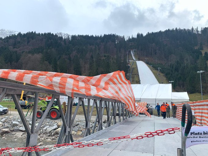 Strong winds forced the cancellation of today's training round at the FIS Ski Jumping World Cup in Engelberg ©Twitter/FIS Ski Jumping