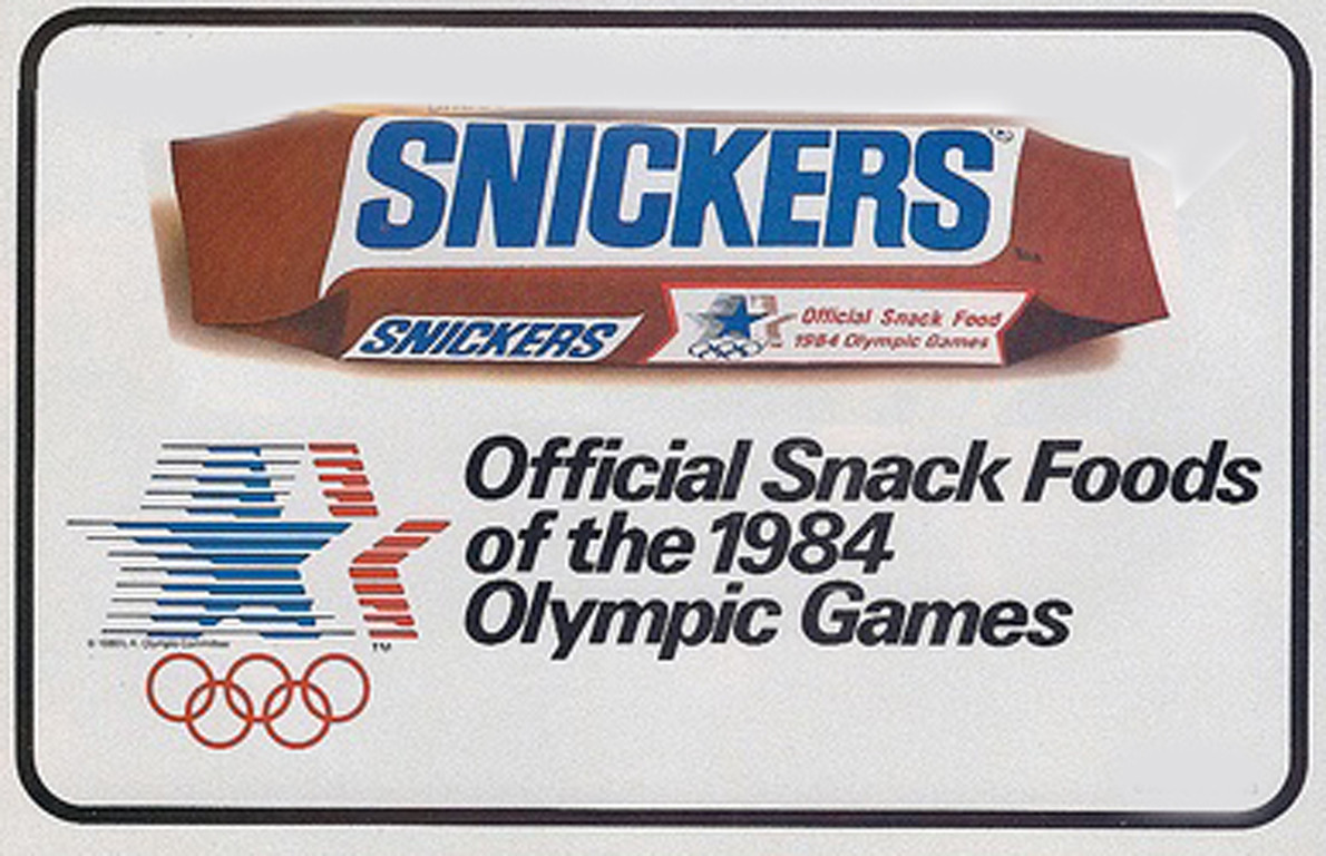 Snickers' first involvement with the Olympic Games was at Los Angeles 1984 ©Wikipedia