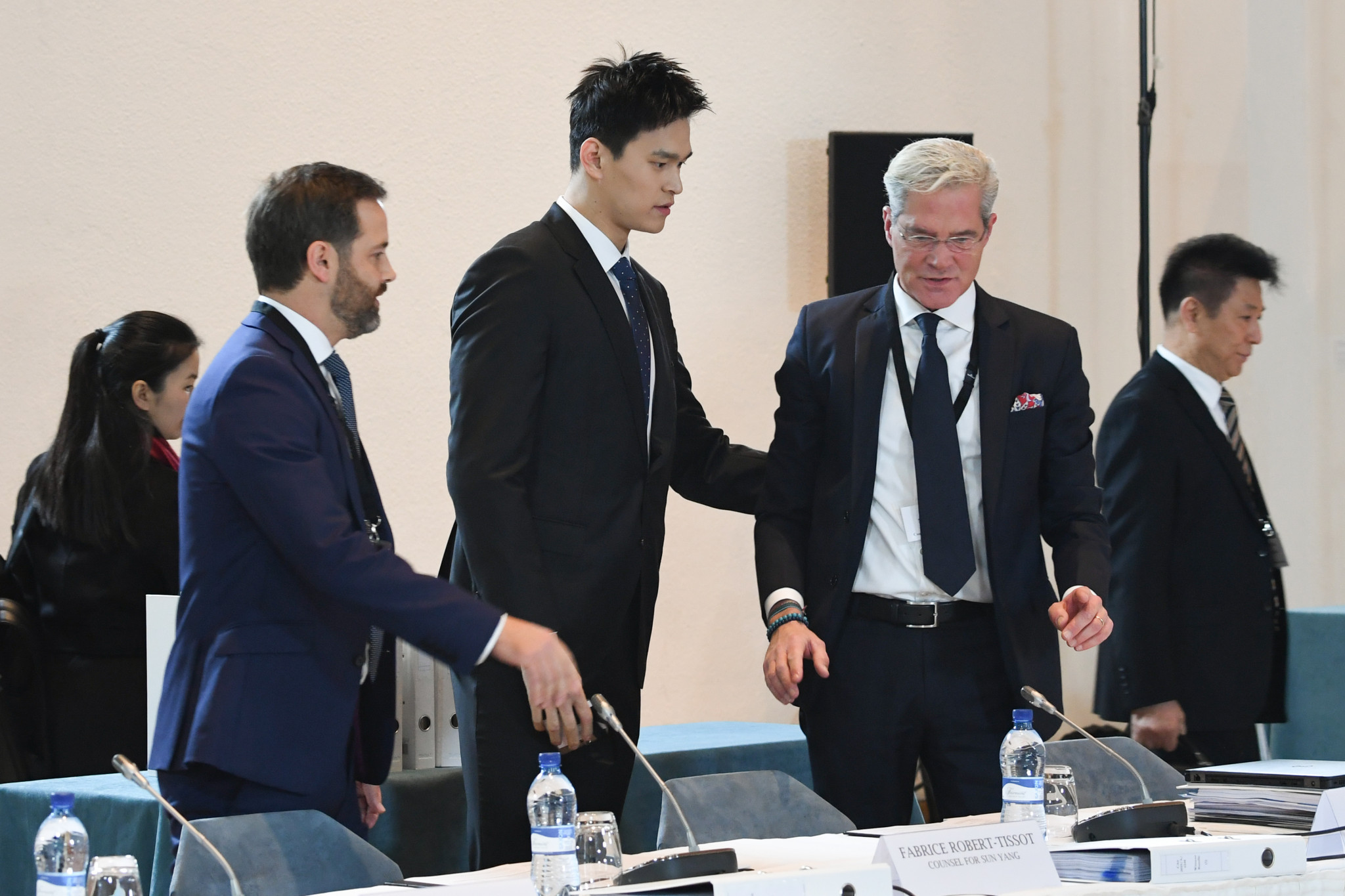 Fabrice Robert-Tissot, left, who heads Bonnard Lawson's sports division, helped China's three-time Olympic swimming gold medallist Sun Yang at his CAS hearing last month ©Getty Images