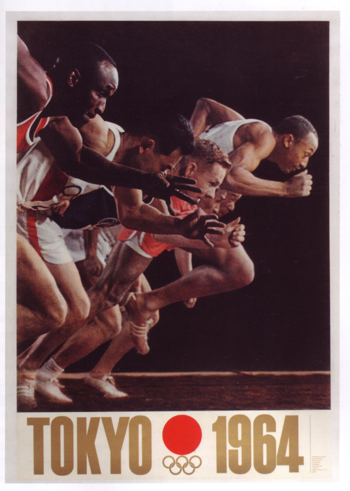 A classic poster produced for Tokyo 1964 was designed by Osamu Hayasaki and featured Japanese athletes alongside American airmen from the Tachikawa Airfield ©Olympic Museum 