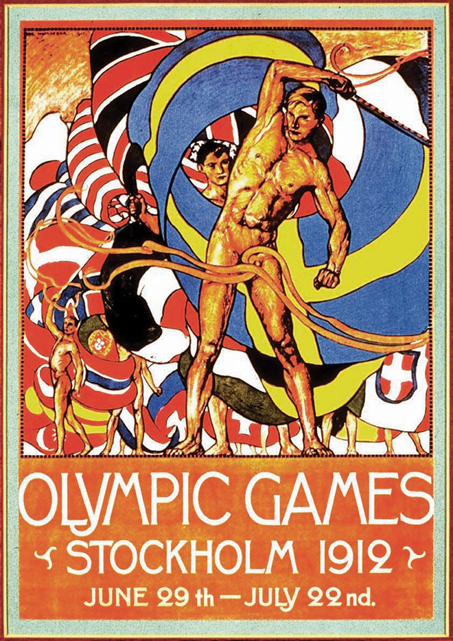 The Stockholm 1912 poster is considered a design classic but caused huge controversy at the time because of its nudity and was banned in several countries ©Olympic Museum 