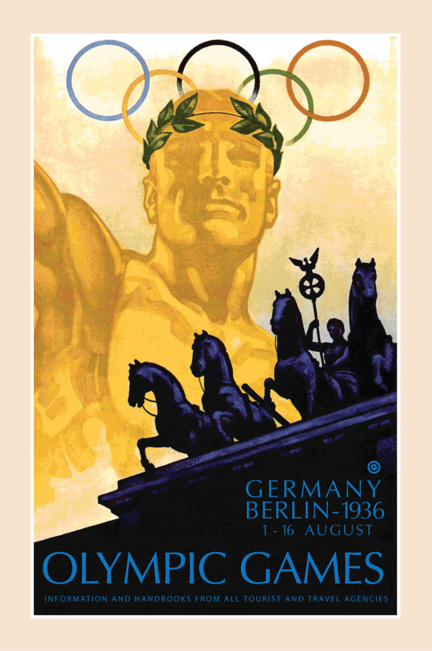 The poster designed by Franz Wurbel for the 1936 Olympic Games in Berlin was very similar to the political propaganda produced at the time ©Olympic Museum 