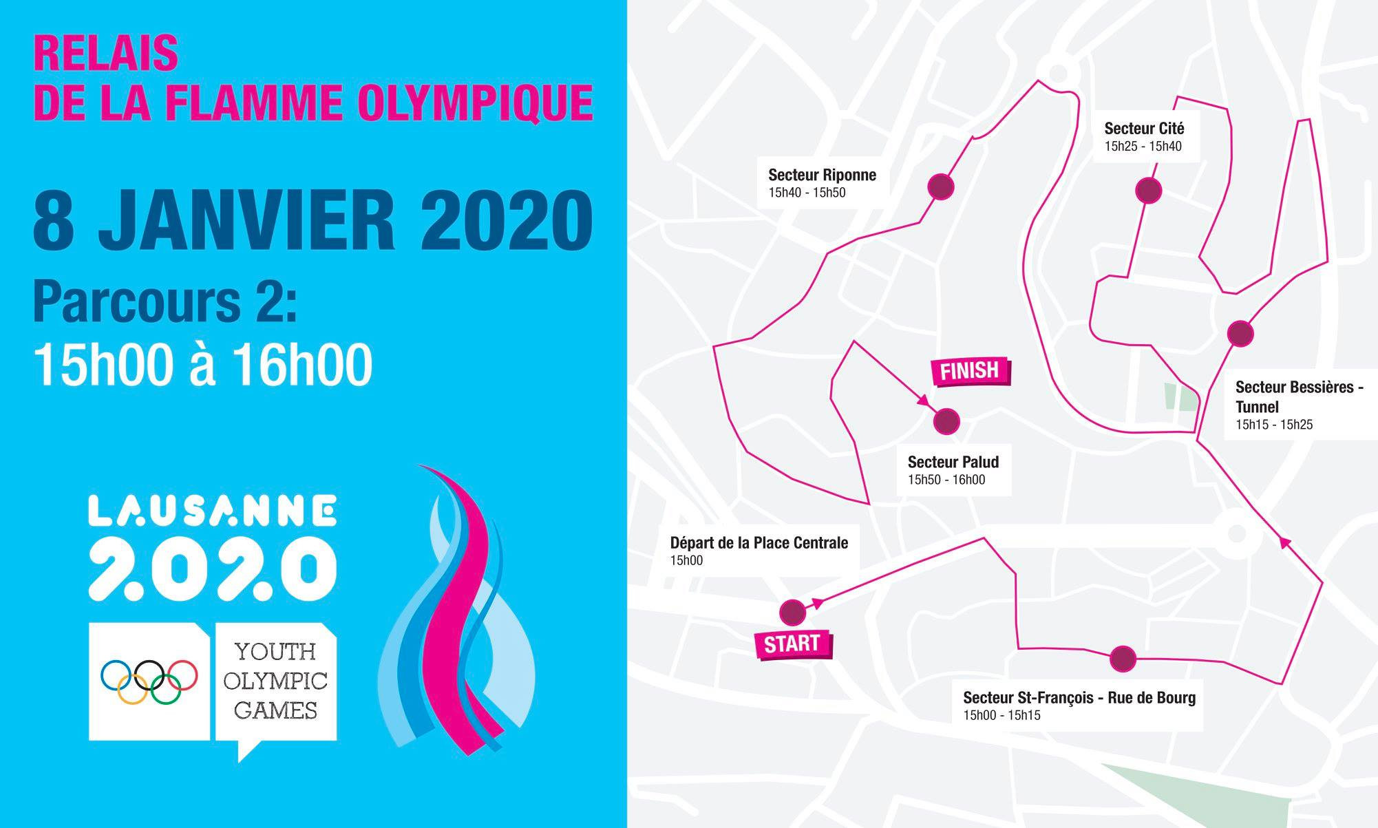 The Relay tomorrow will take place in two sections, with the second beginning at 3pm ©Lausanne 2020