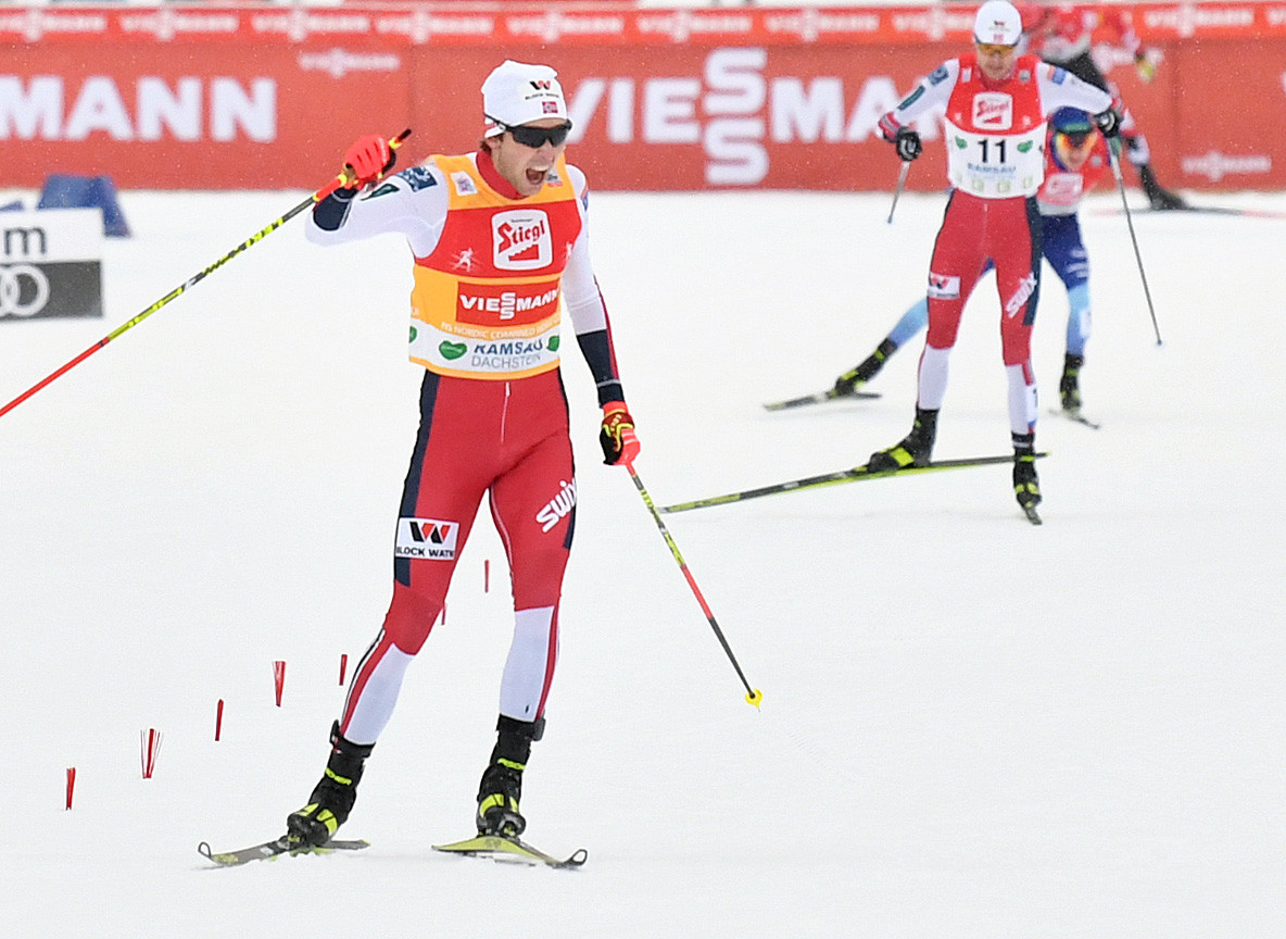 Norway's Jarl Magnus Riiber finished joint first in today's provisional competition round at the FIS Nordic Combined World Cup in Val di Fiemme ©Getty Images