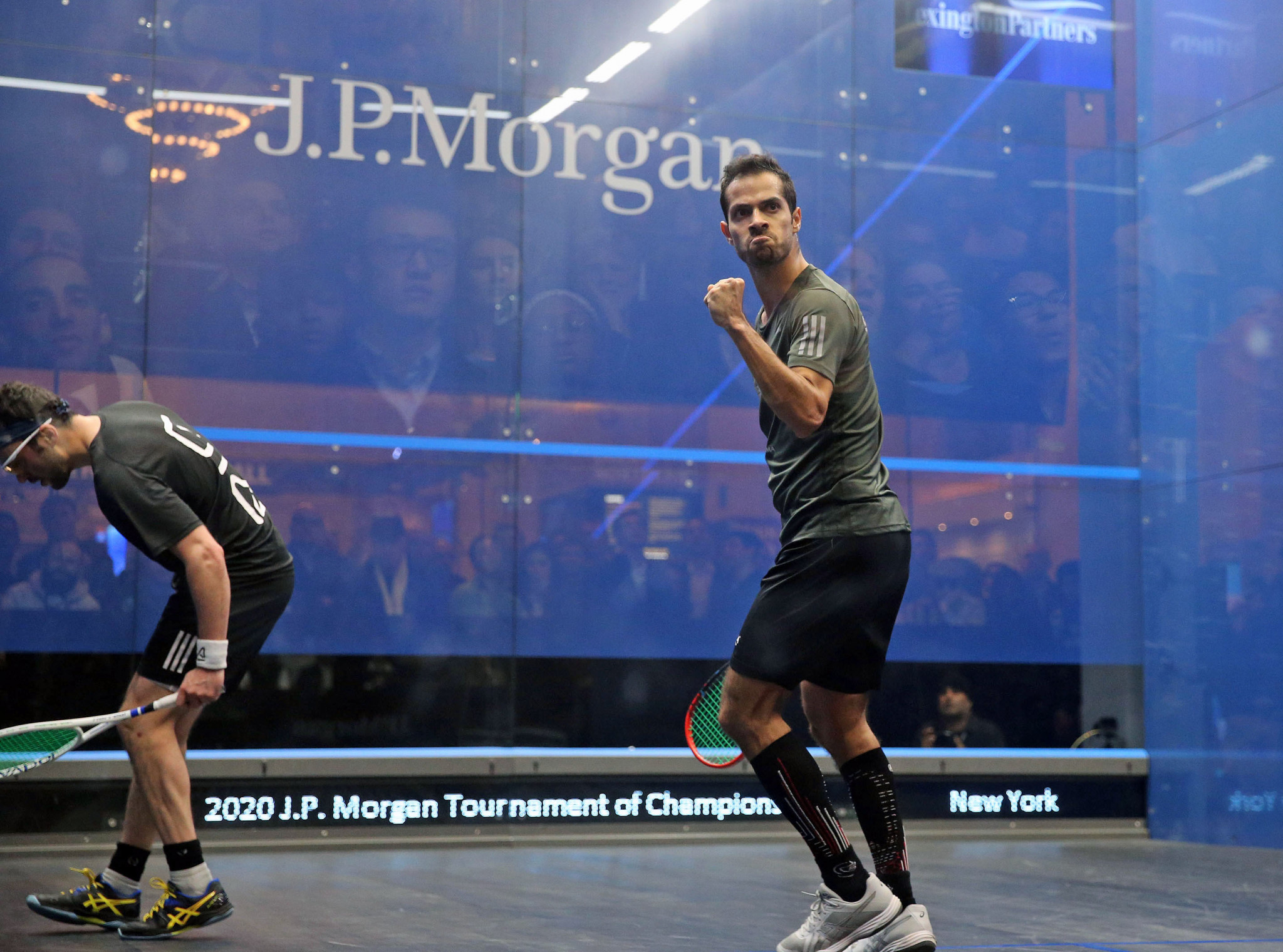 Mexico’s Cesar Salazar earned a hard-fought win over home player Chris Hanson in the first round of the J.P. Morgan Tournament of Champions in New York ©PSA