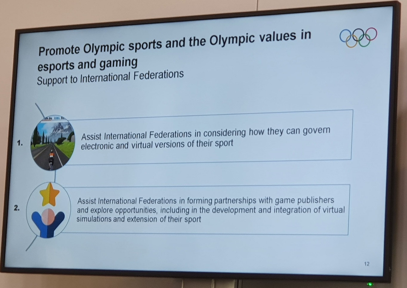 International Cycling Union President and esports liaison group chair David Lappartient gave his recommendations about engaging with the gaming community to the IOC Session ©ITG 
