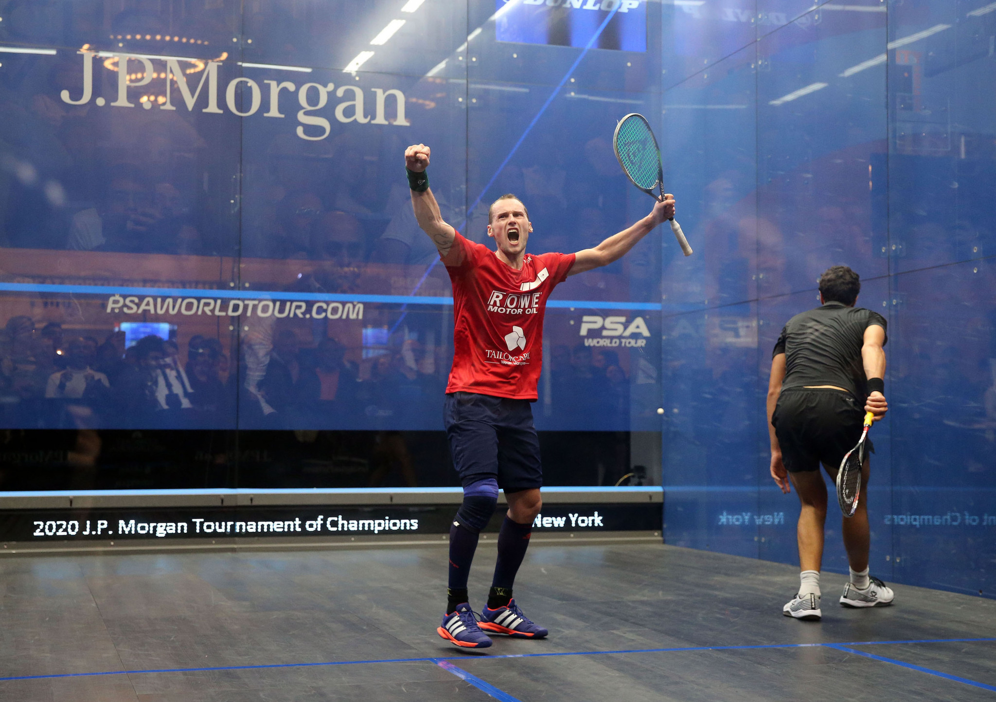 Former world number one Gregory Gaultier made a triumphant return to action at the J.P. Morgan Tournament of Champions in New York City ©PSA
