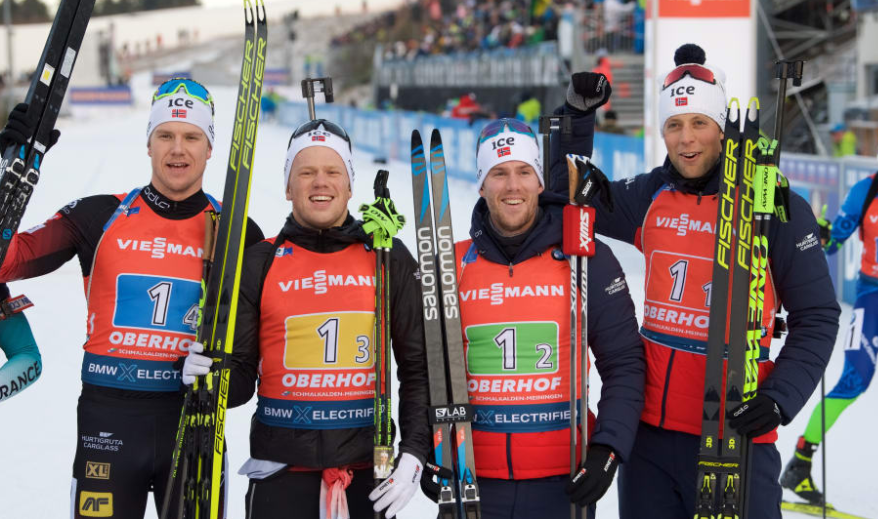 The Norwegian squad held of the challenge of France and Germany ©IBU