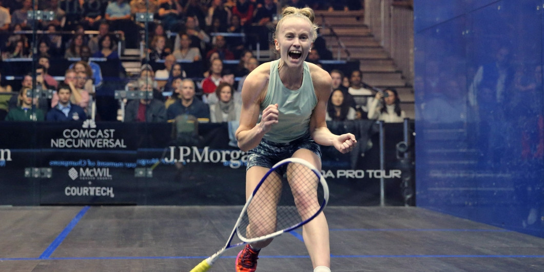 Emily Whitlock shocked home seventh seed Amanda Sobhy in New York City ©PSA