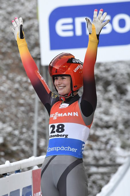 Juila Taubitz of Germany was a home winner at the FIL Luge World Cup event in Altenberg ©FIL Twitter