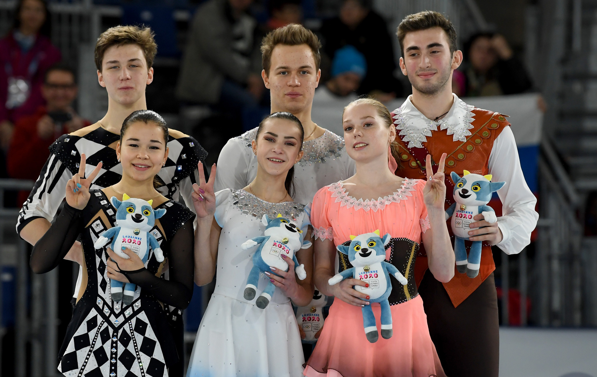 Russia celebrated gold and silver in the pairs competition ©Getty Images