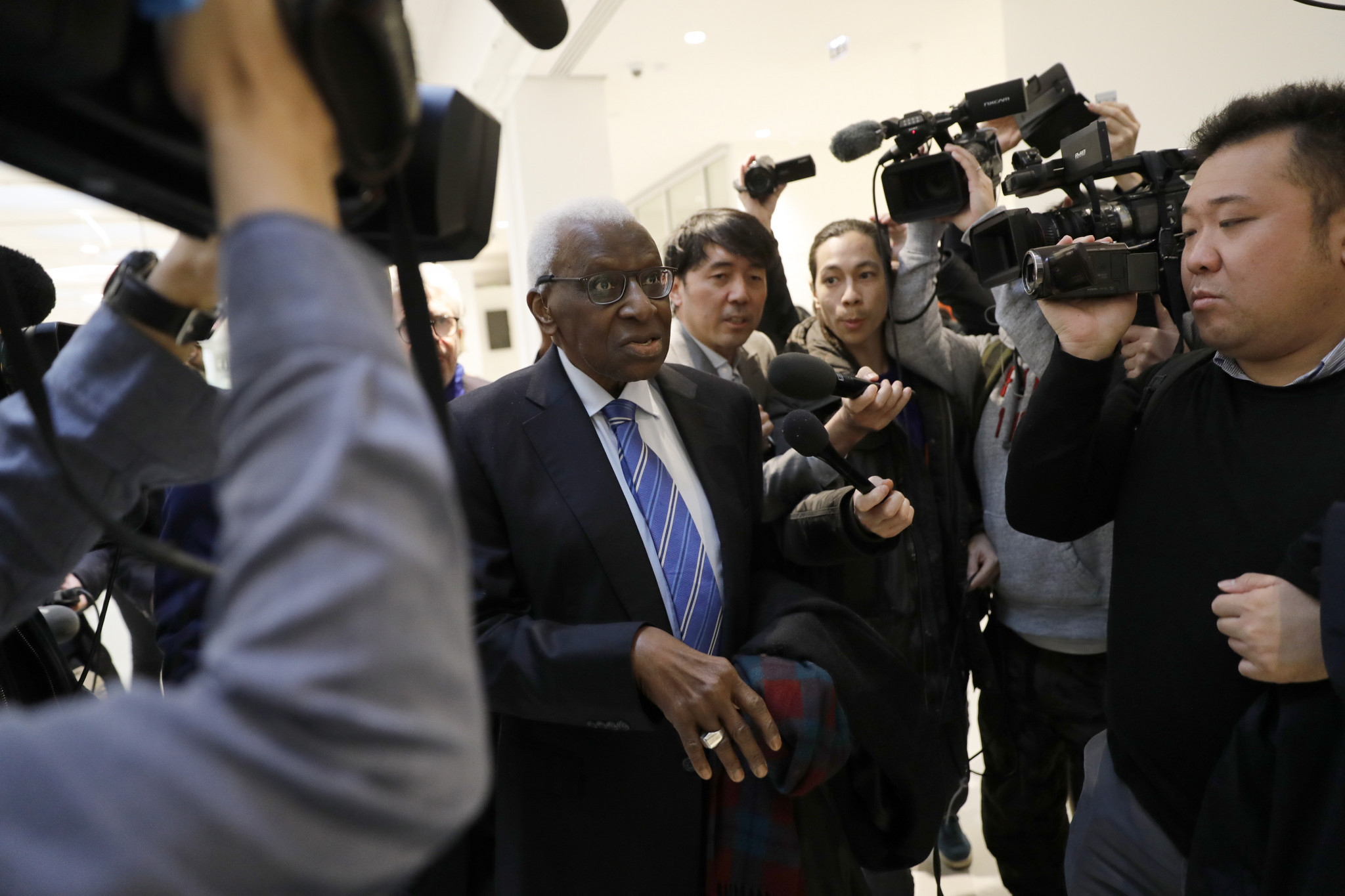 The 86-year-old former IAAF President attending today's hearing in Paris ©Getty Images