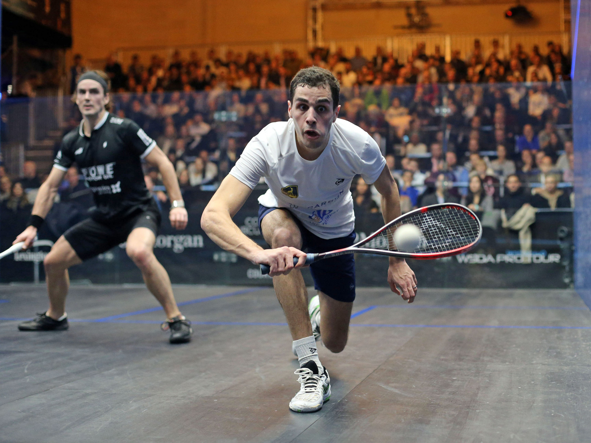 Ali Farag came through in five games against New Zealand's Paul Coll ©PSA