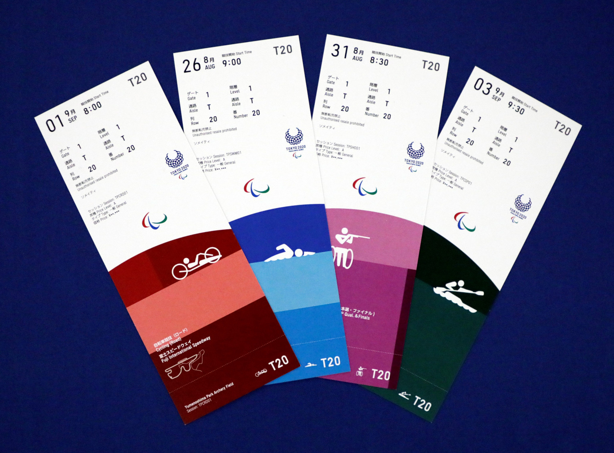 The Paralympic tickets unveiled today by organisers ©Tokyo 2020