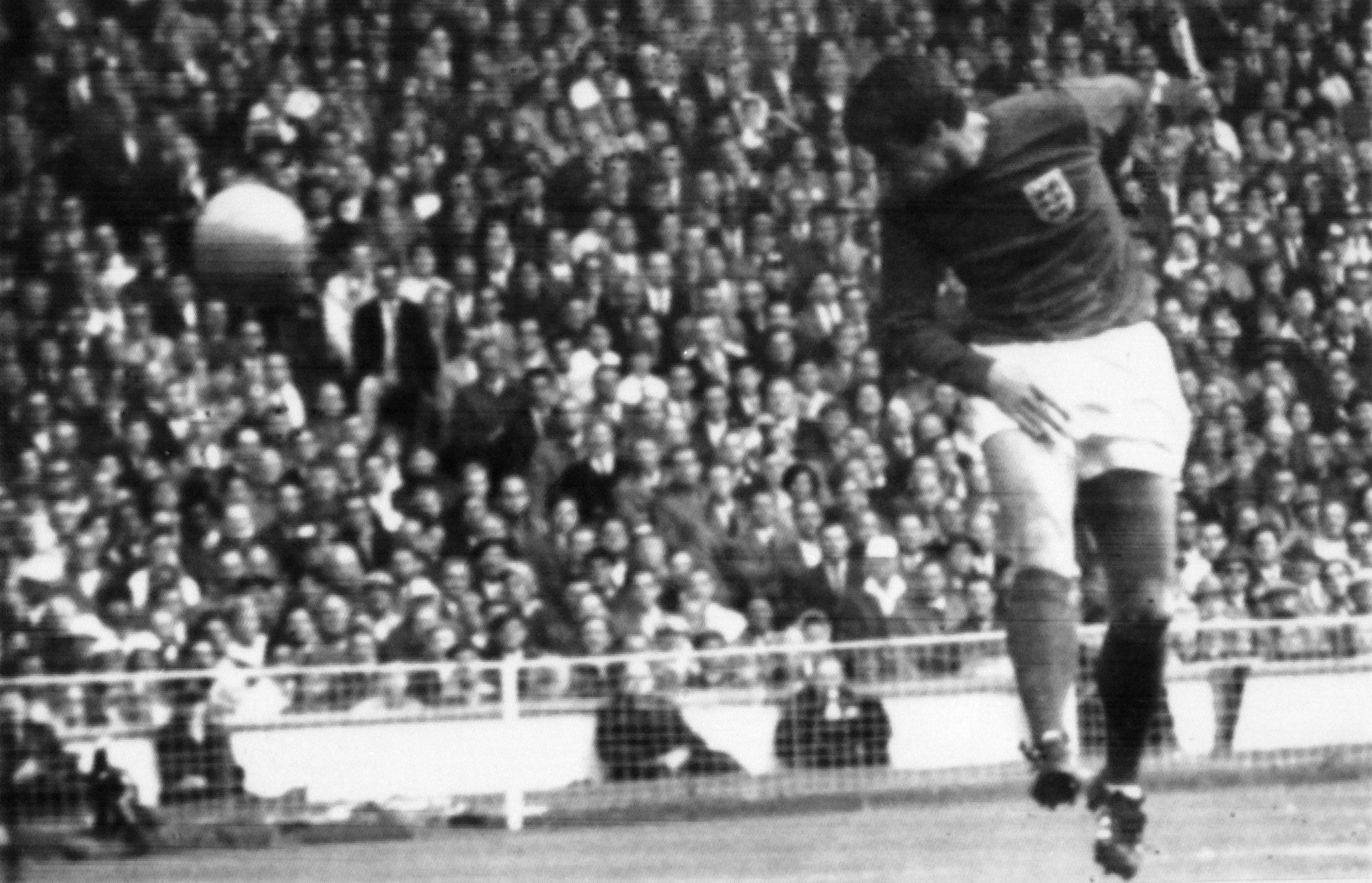 Geoff Hurst heads home England's first goal in the 1966 World Cup final - but heading the ball, for younger players in particular, is now under increasing scrutiny on health grounds ©Getty Images