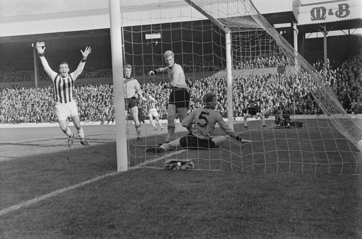 Jeff Astle, pictured scoring for West Bromwich Albion against Wolverhampton Wanderers, died in 2002 as a result of degenerative brain disease a coroner ruled had been brought about through frequent heading of footballs ©Getty Images