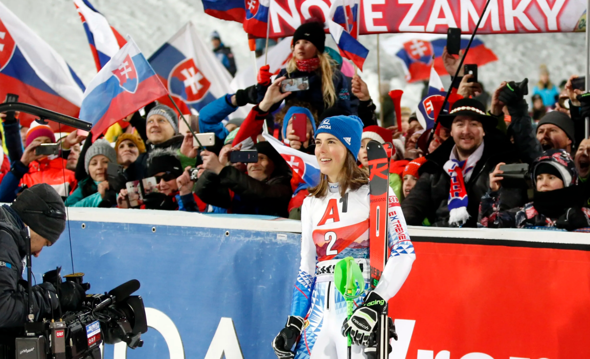 Petra Vlhová celebrates her latest victory ©Agence Zoom